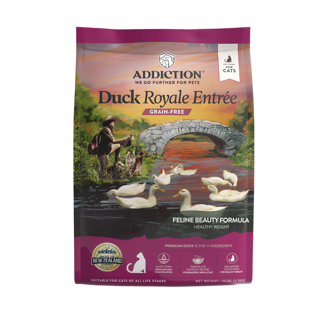 Addiction Duck Royale dry cat food 4.5kg bag, front