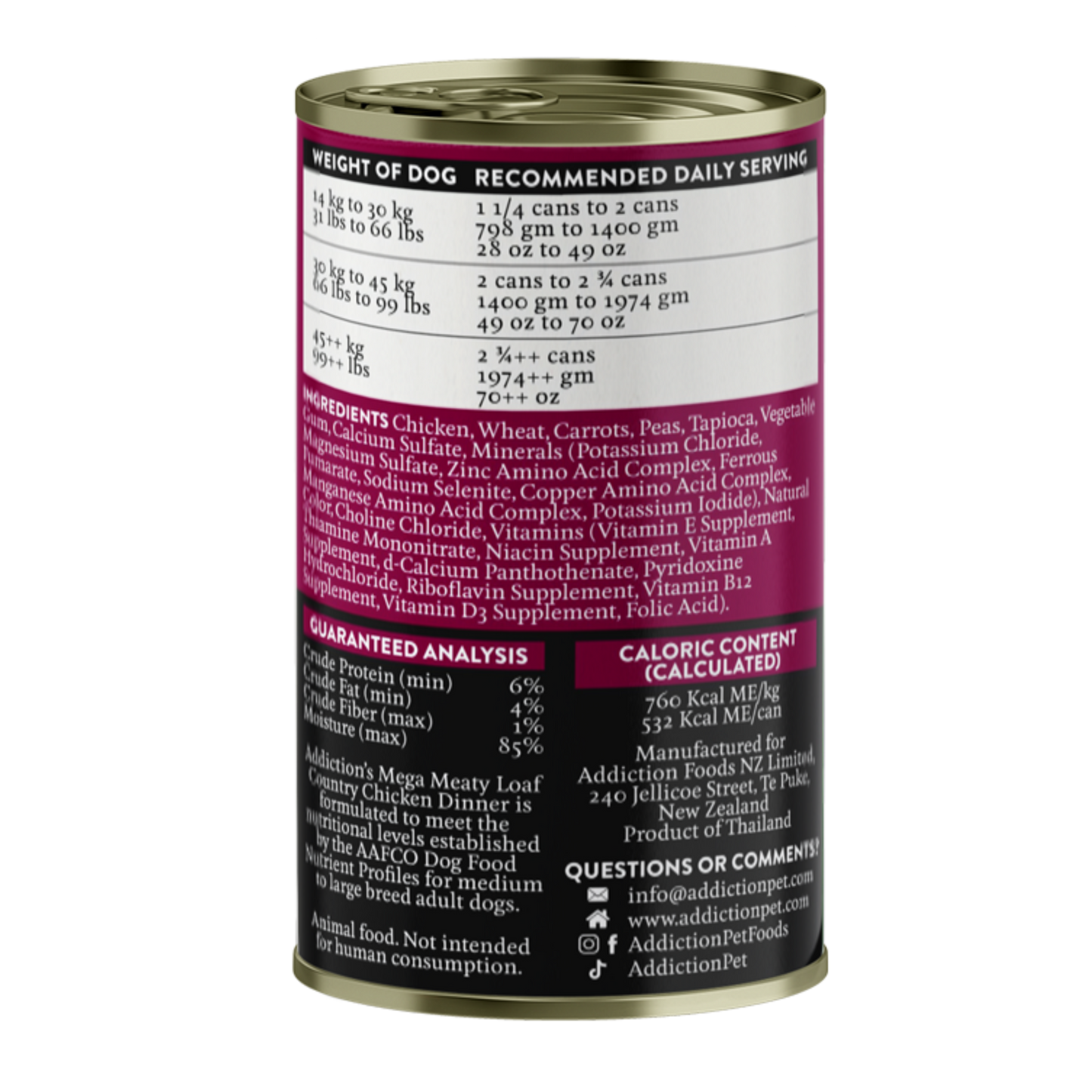Addiction MEGA Country Chicken Dinner with Carrots & Peas Meaty Loaf Wet Dog Food 700g