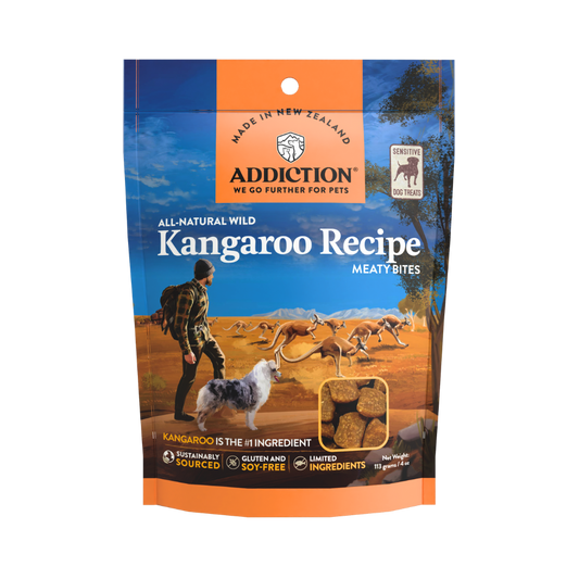 Addiction Wild Kangaroo Meaty Bites, Sensitive Care, Novel Protein Dog Treats, 113g