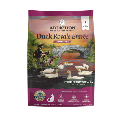 Addiction Duck Royale dry cat food 4.5kg bag, front