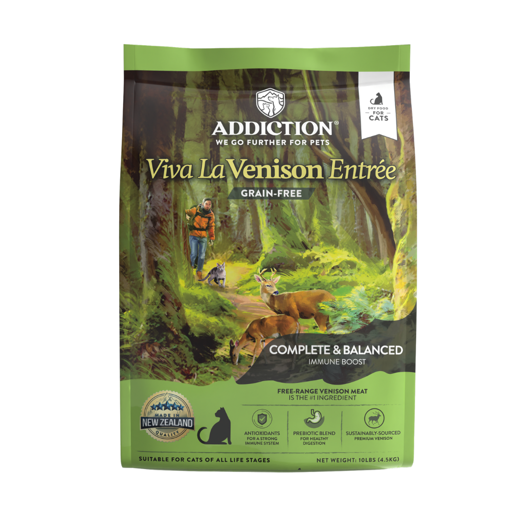 Addiction Viva La Venison dry cat food 4.5kg bag, front