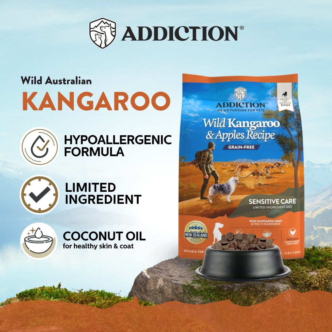 Addiction Wild Kangaroo & Apples, Sensitive Care, Novel Protein Dry Dog Food