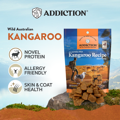 Addiction Wild Kangaroo Meaty Bites, Sensitive Care, Novel Protein Dog Treats, 113g