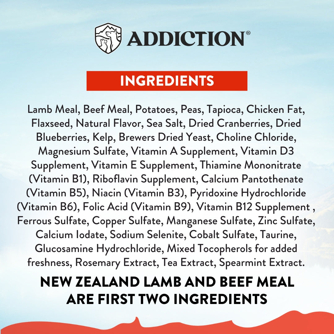 Addiction MEGA, Complete & Balanced,  Lamb & Beef Dry Dog food for Medium to Large Dog