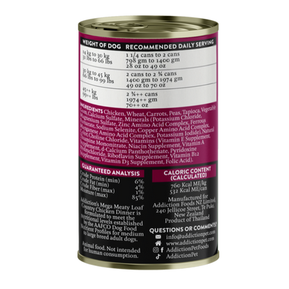 Addiction MEGA Country Chicken Dinner with Carrots & Peas Meaty Loaf Wet Dog Food 700g