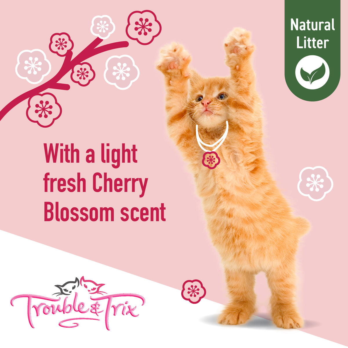 Trouble & Trix Cherry Blossom natural litter fragrance feature