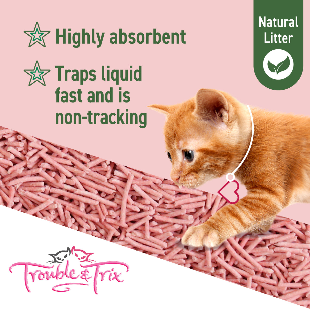 Cherry Blossom natural pellets: highly absorbent and low tracking