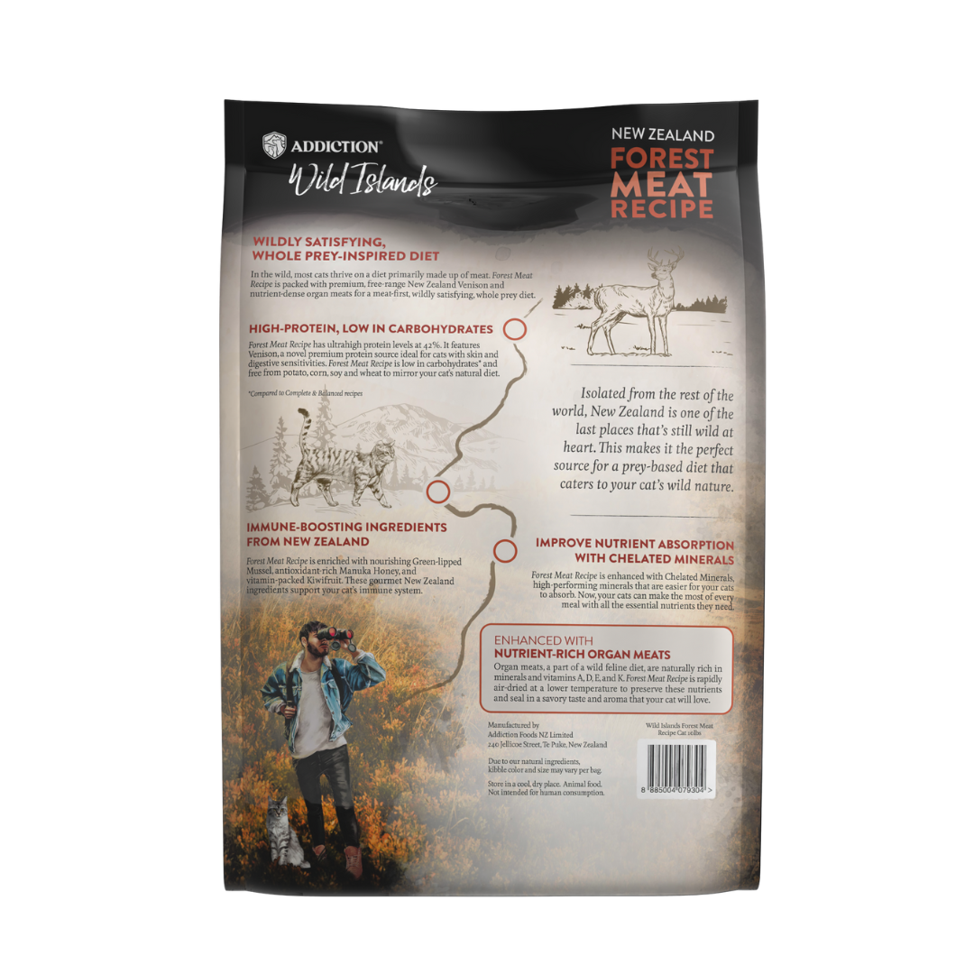 Addiction Wild Islands Forest Meat dry cat food 1.8kg bag back