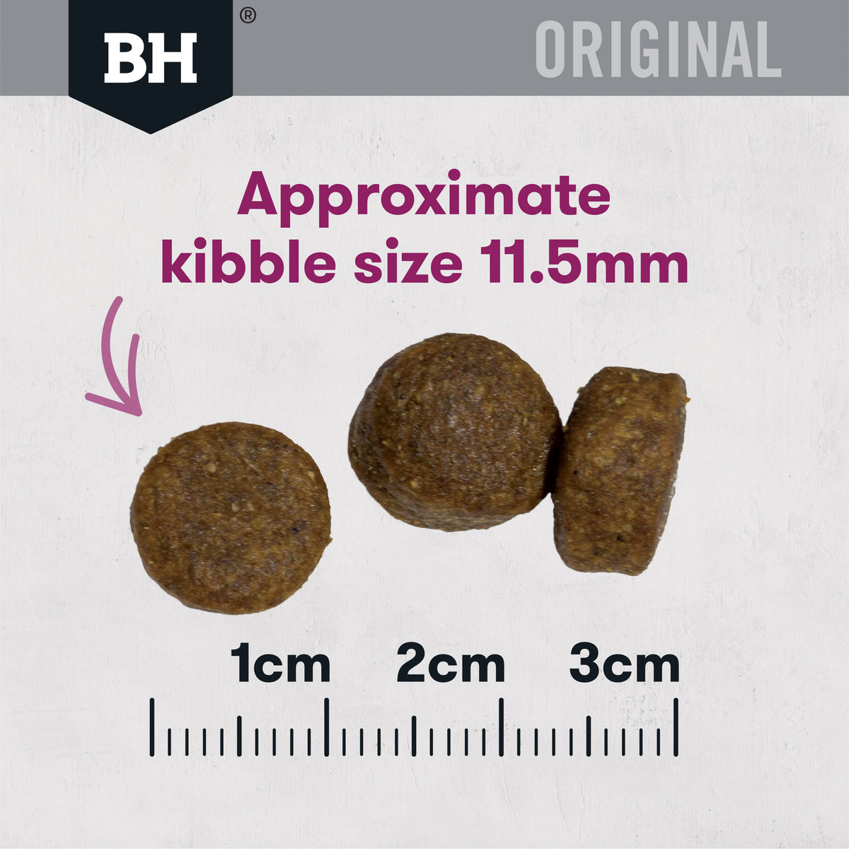 Black Hawk Adult Lamb & Rice approximate kibble size 11.5mm