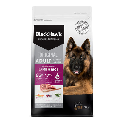 Black Hawk Original Adult Lamb & Rice dry dog food 3kg bag