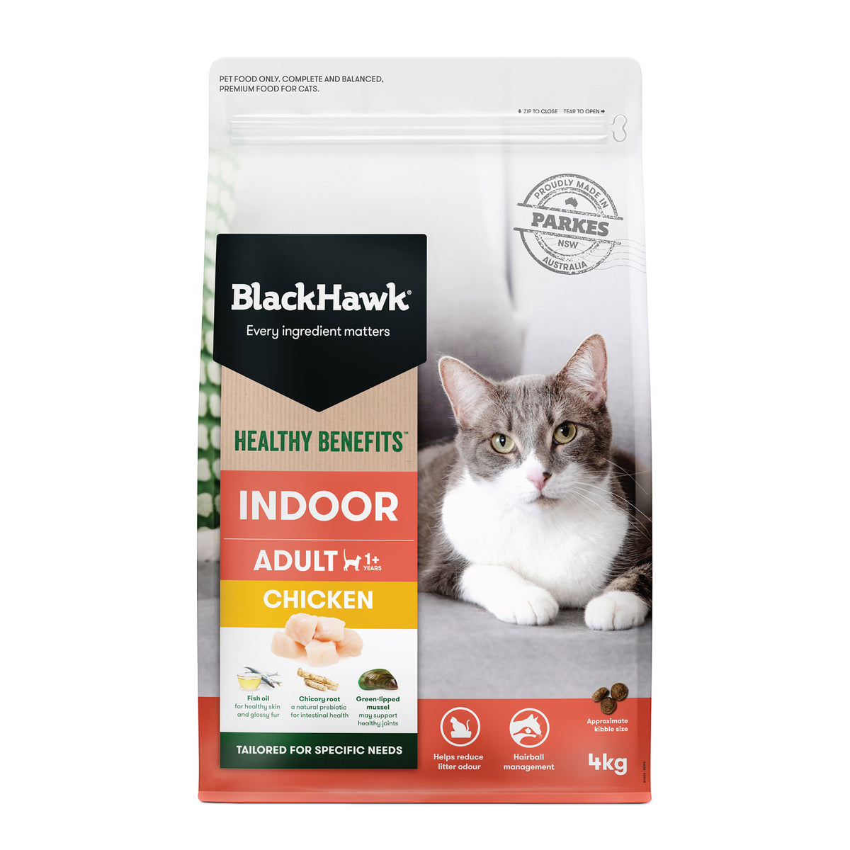Black Hawk Healthy Benefits Indoor Chicken cat food 4kg bag