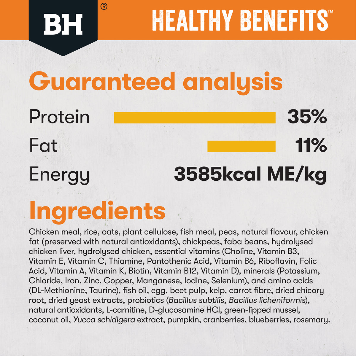 Weight Chicken guaranteed analysis and ingredients