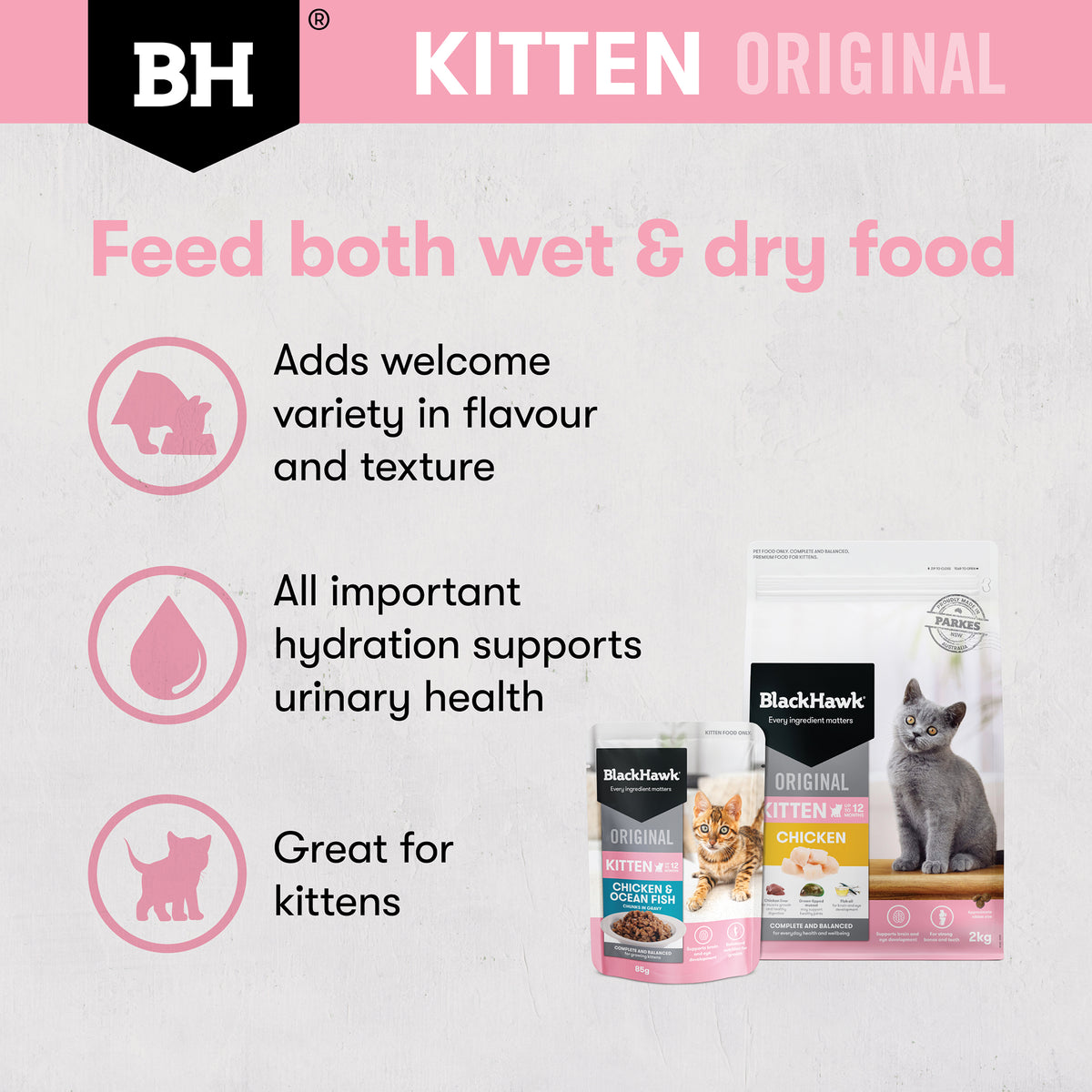 Black Hawk Original Kitten Food Chicken Ocean Fish in Gravy 85g