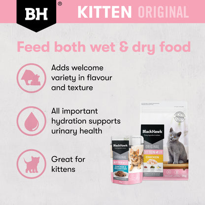 Black Hawk Original Kitten Food Chicken Ocean Fish in Gravy 85g