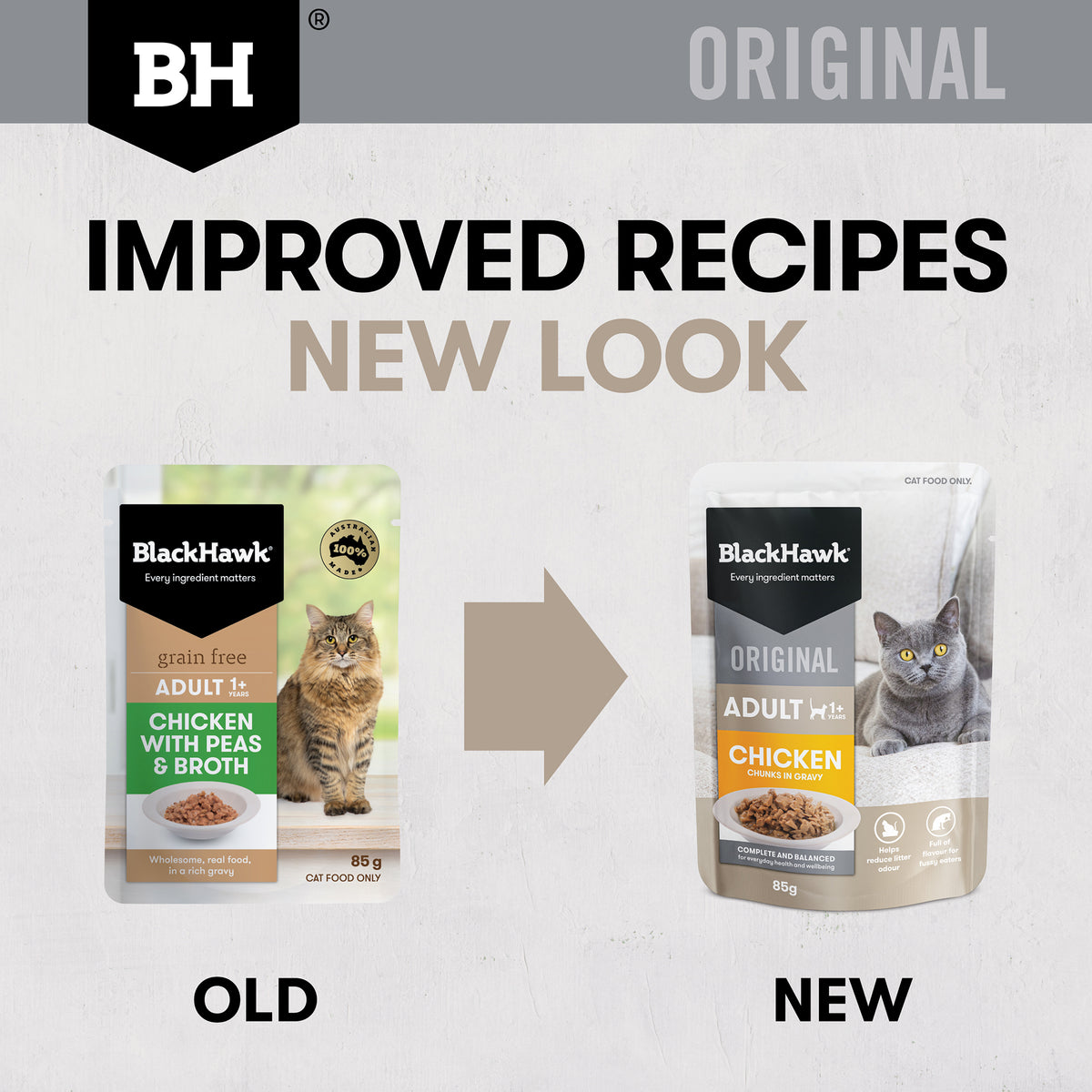 Black Hawk improved recipes, new look pouch