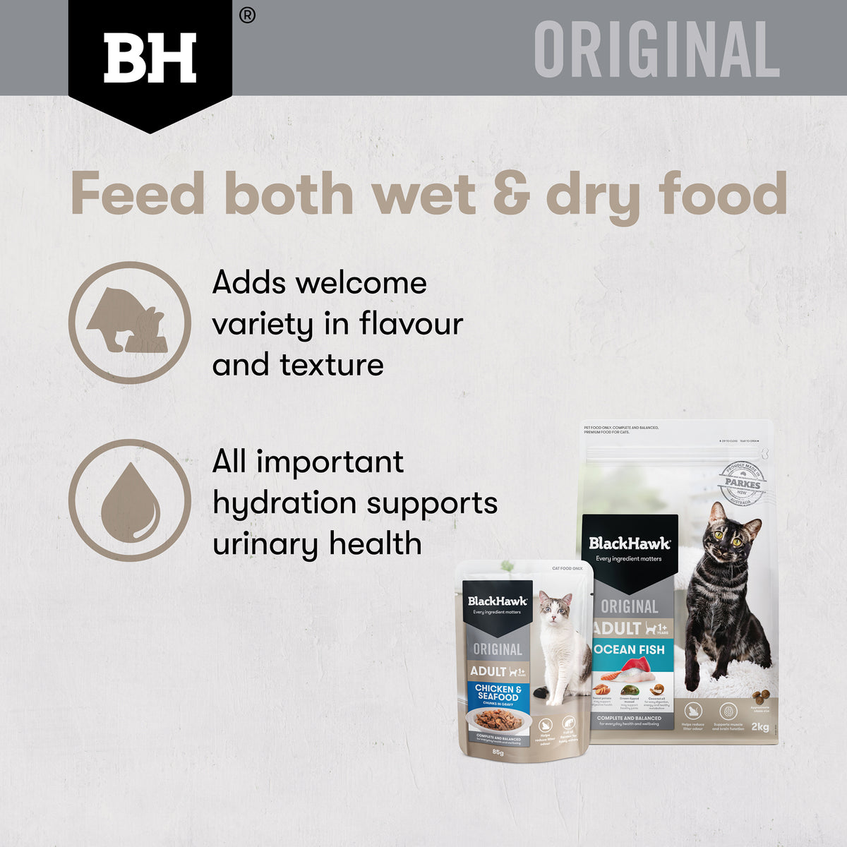 Feed both wet and dry food for variety and hydration that supports urinary health