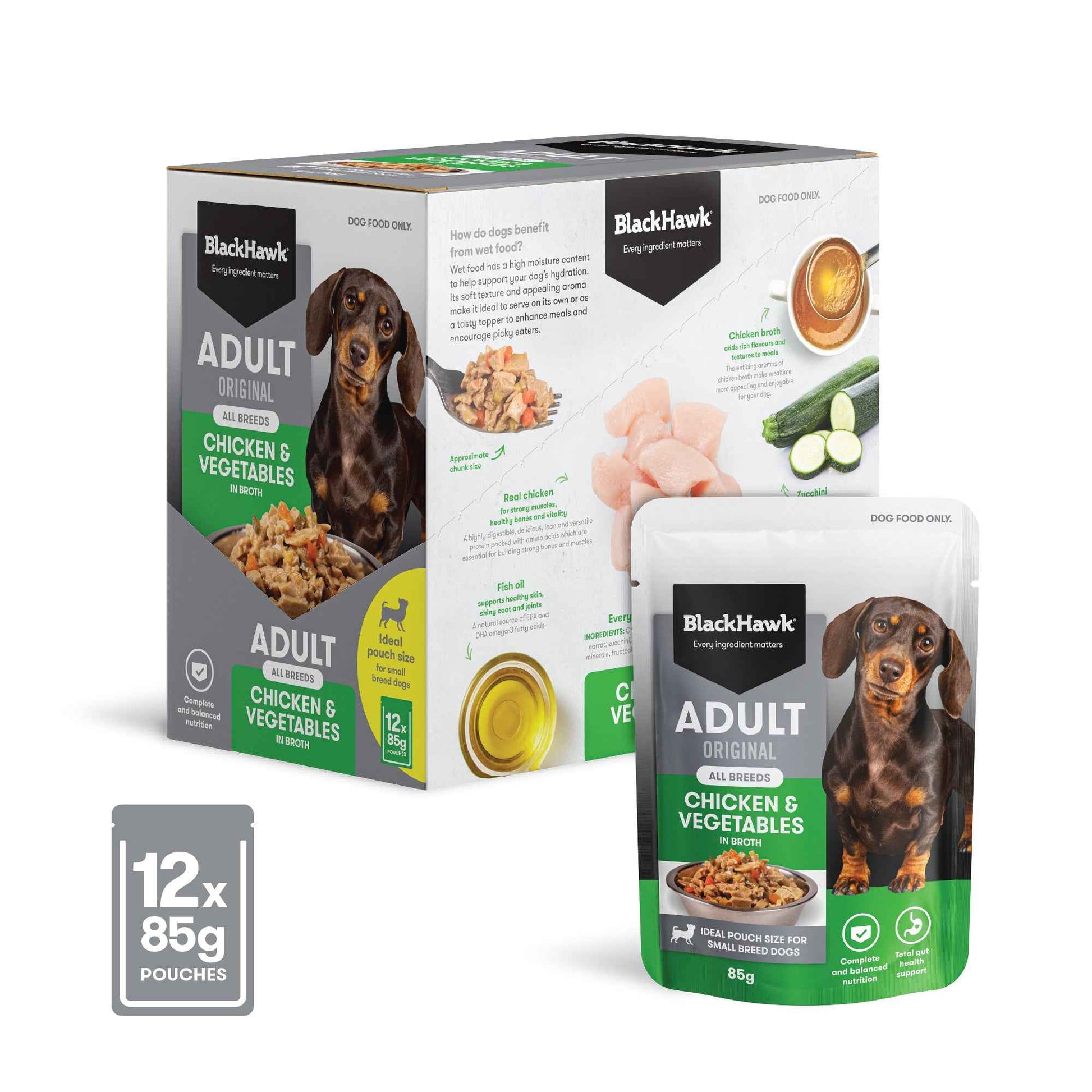 Black Hawk Original Adult Chicken & Vegetables in Broth 85g