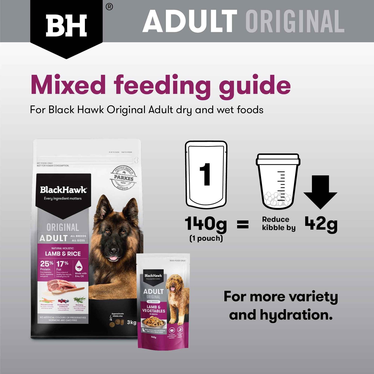 Black Hawk Original Adult Lamb & Vegetables in Broth 140g
