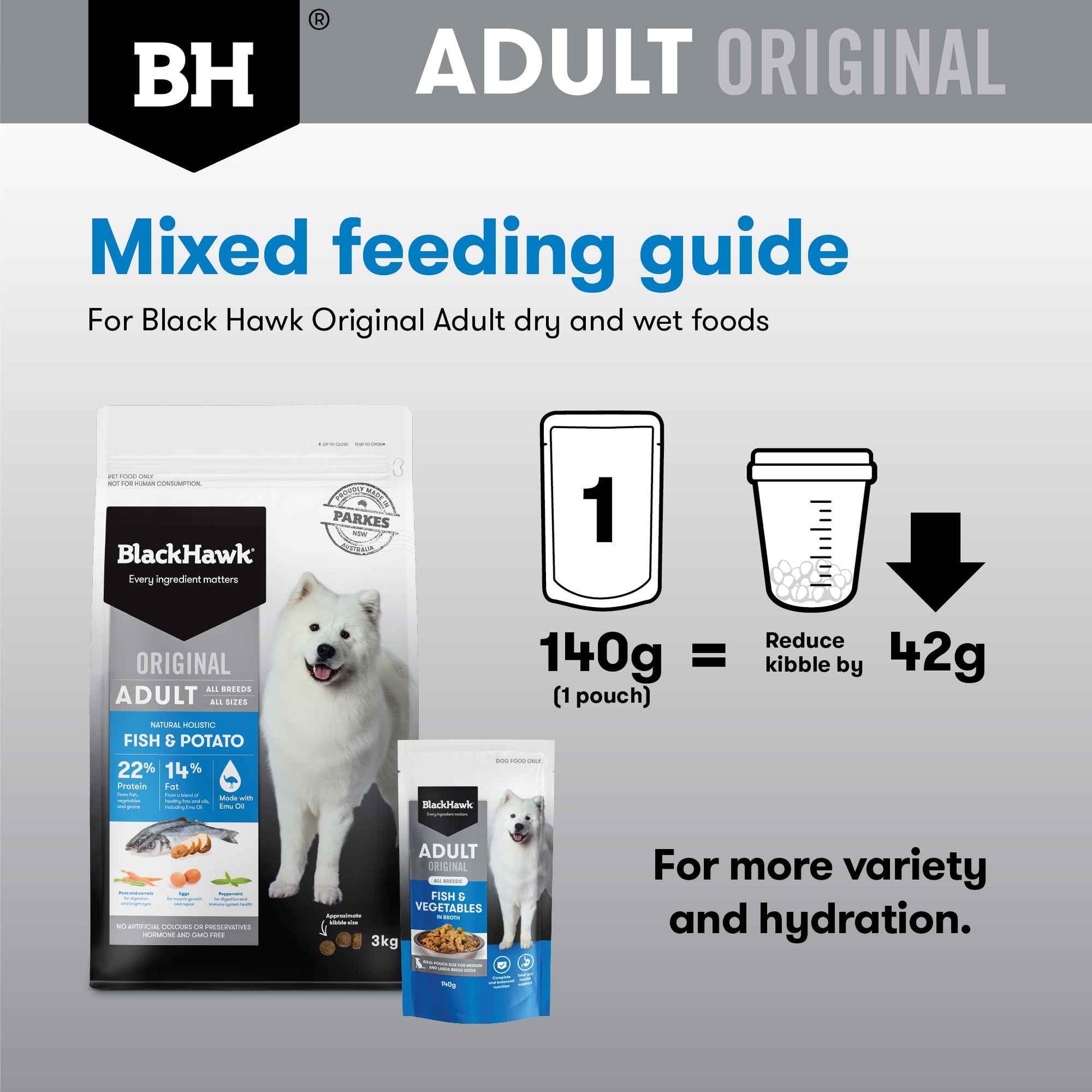 Black Hawk Original Adult Fish & Vegetables in Broth 140g