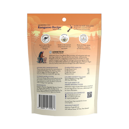 Addiction Wild Kangaroo Meaty Bites, Sensitive Care, Novel Protein Dog Treats, 113g
