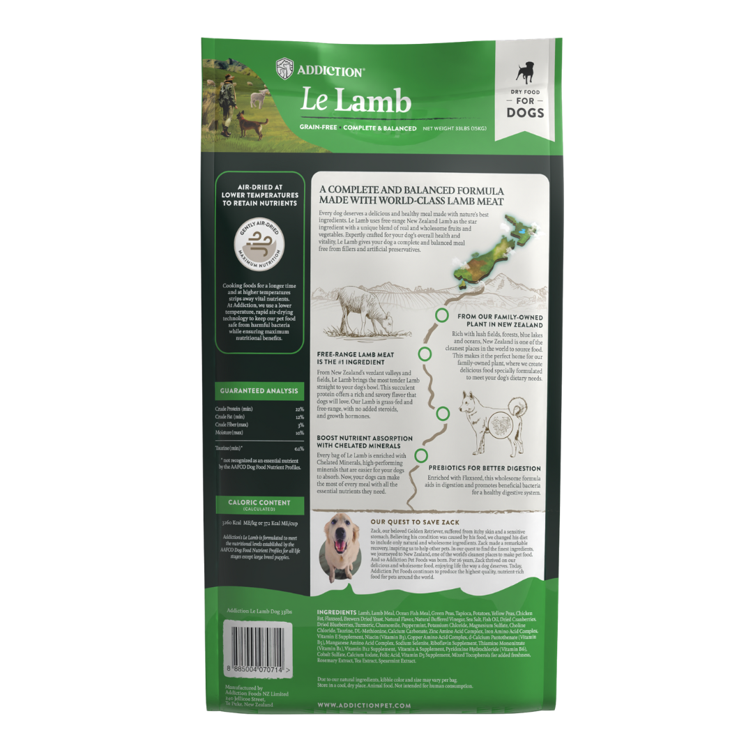 Addiction Le Lamb, Complete & Balanced, Digestive Health Dry Dog Food