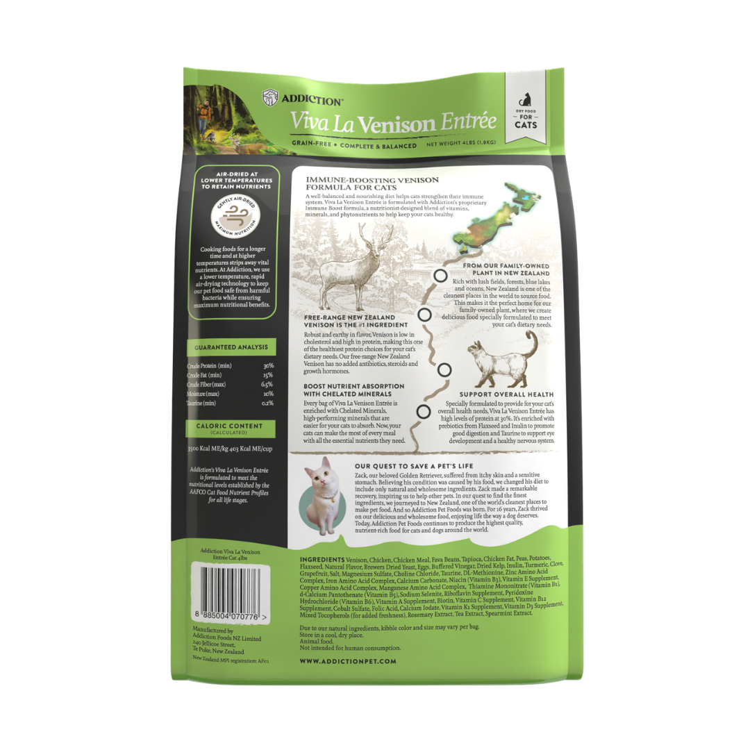 Addiction Viva La Venison Cat, Complete & Balanced, Novel Protein Dry Cat Food
