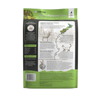 Addiction Viva La Venison dry cat food 4.5kg bag, back