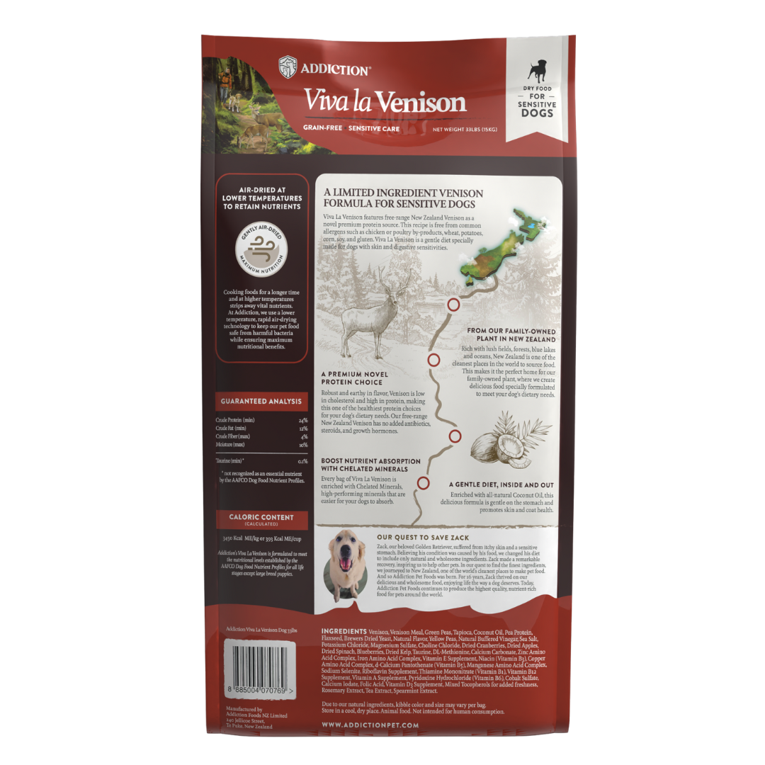 Addiction Viva La Venison, Sensitive Care, Novel Protein Dry Dog Food