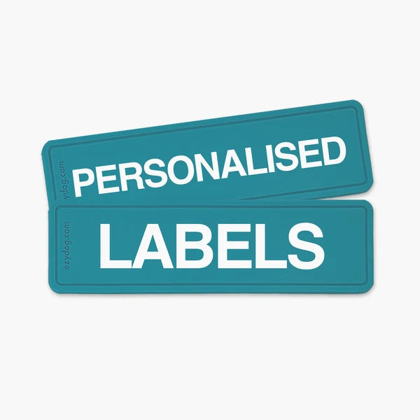 EzyDog personalised label in Aqua