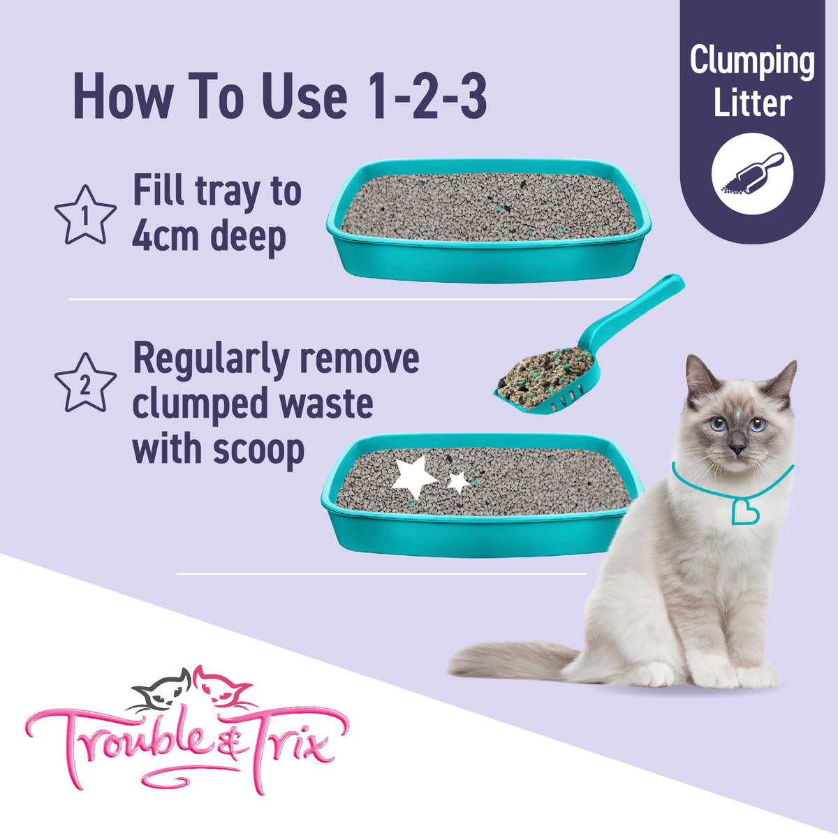 Trouble & Trix Ultra-Scoop litter features
