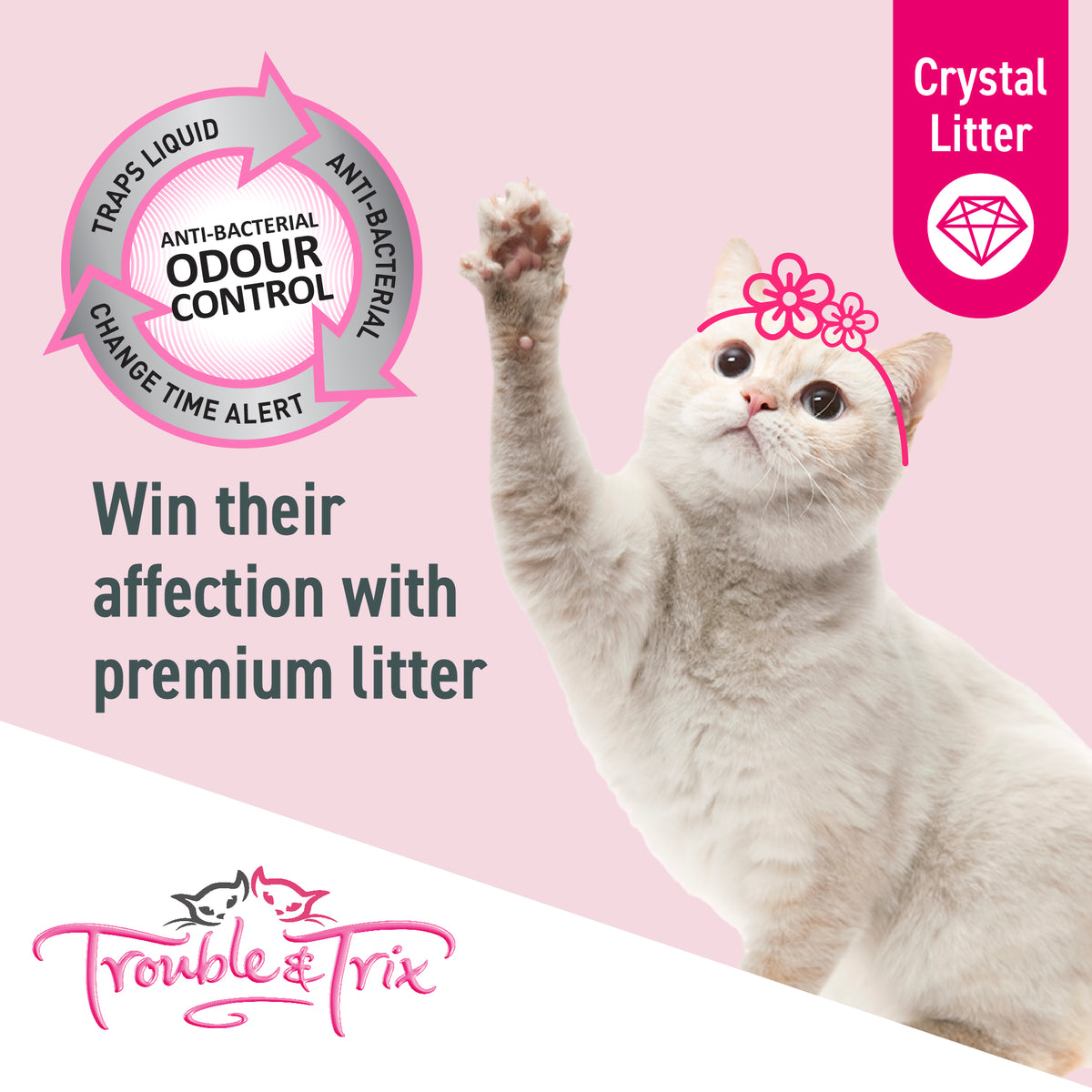 Crystal litter lasts ten weeks longer than paper litter
