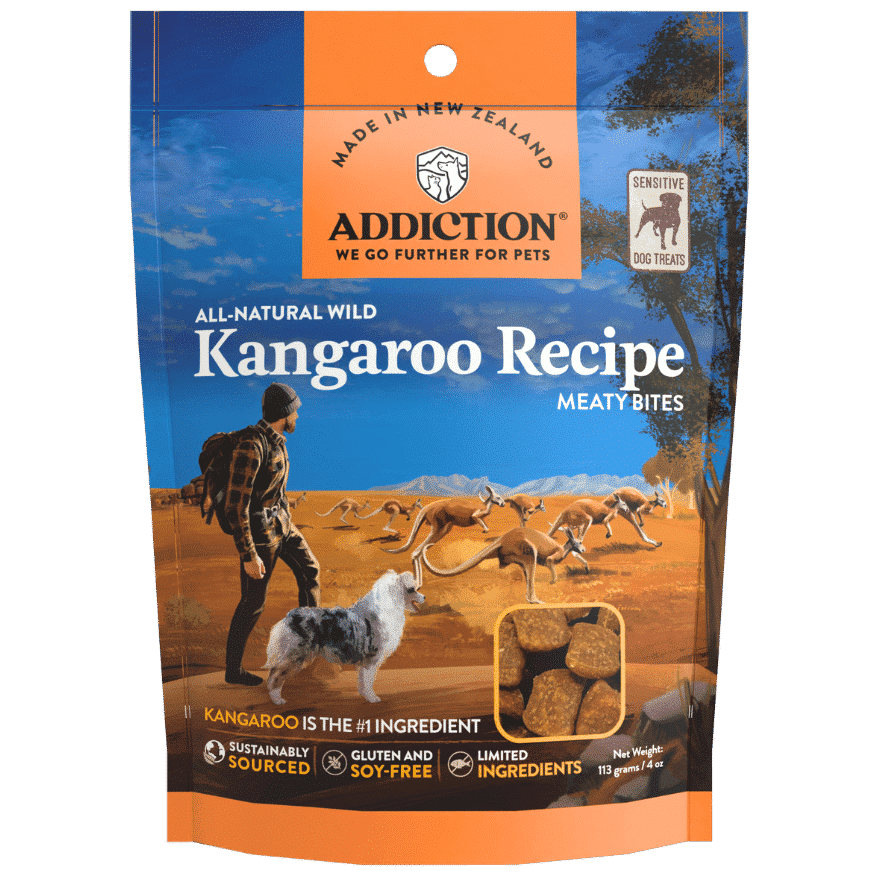 Addiction Wild Kangaroo Meaty Bites, Sensitive Care, Novel Protein Dog Treats, 113g
