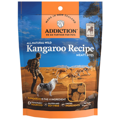 Addiction Wild Kangaroo Meaty Bites, Sensitive Care, Novel Protein Dog Treats, 113g