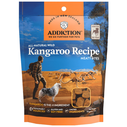 Addiction Wild Kangaroo Meaty Bites, Sensitive Care, Novel Protein Dog Treats, 113g