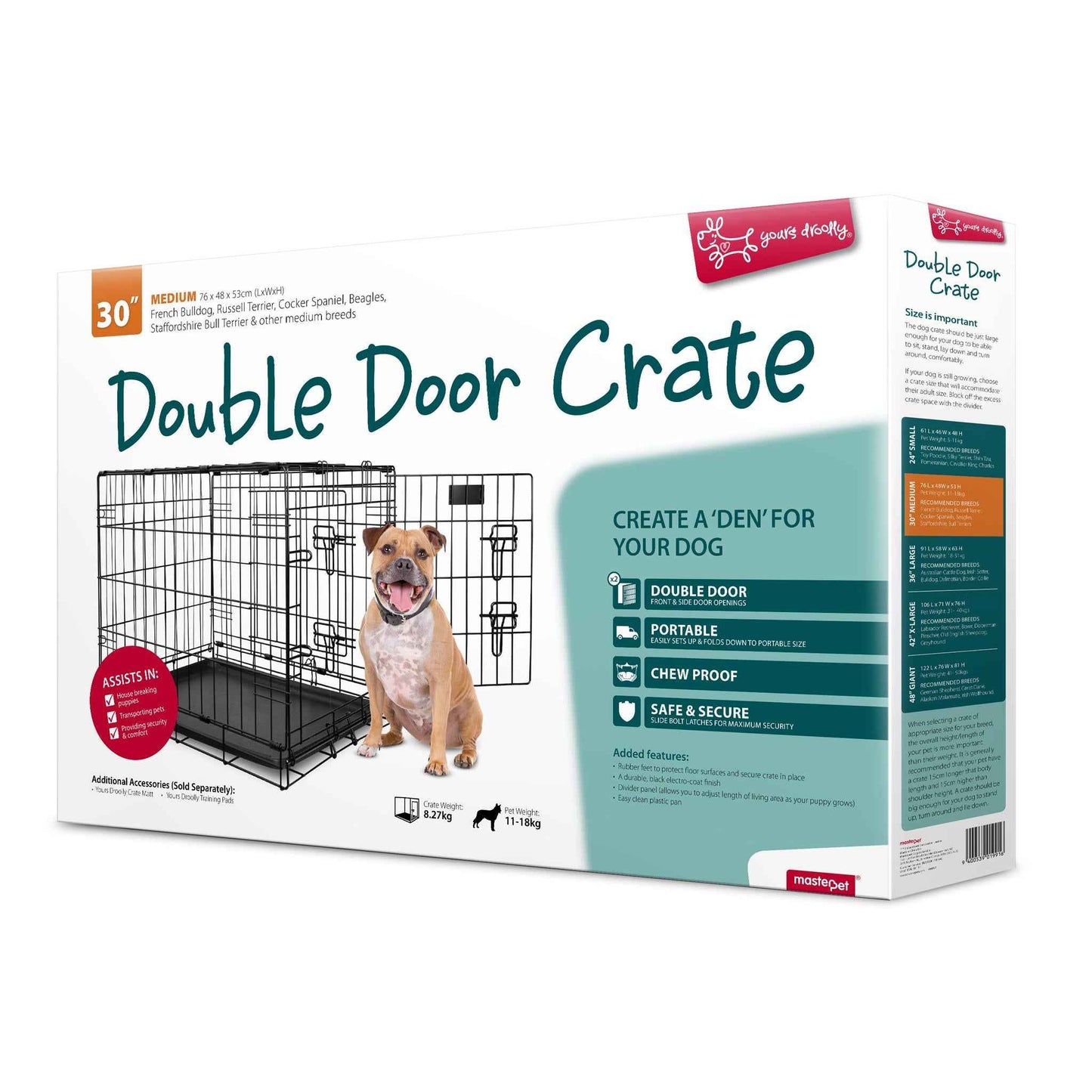 Yours Droolly Dog Crate Double Door 30"