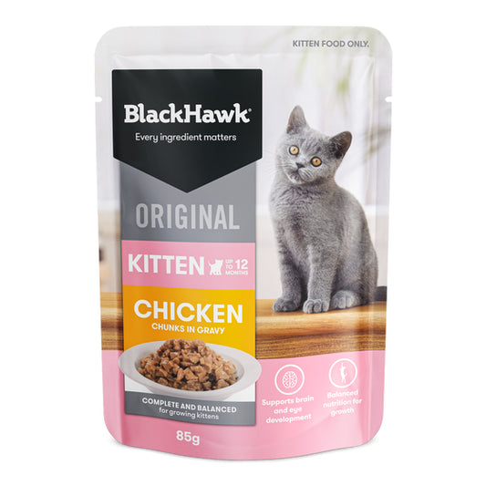 Black Hawk Original Kitten Chicken & Gravy Wet Food Pouch 85g