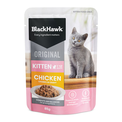 Black Hawk Original Kitten Chicken & Gravy Wet Food Pouch 85g