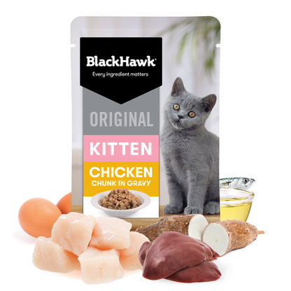 Black Hawk Original Kitten Chicken & Gravy Wet Food Pouch 85g