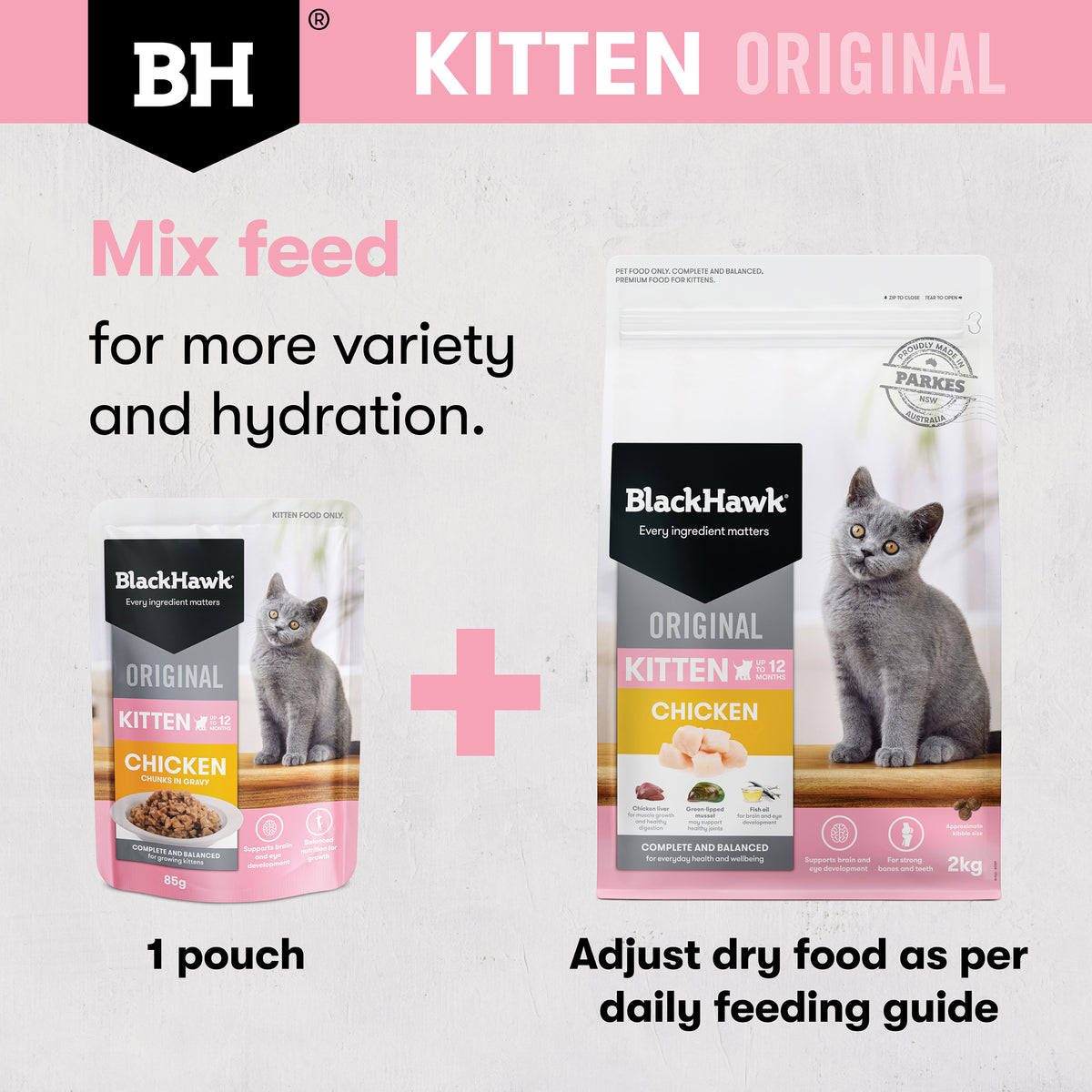 Black Hawk Original Kitten Chicken & Gravy Wet Food Pouch 85g