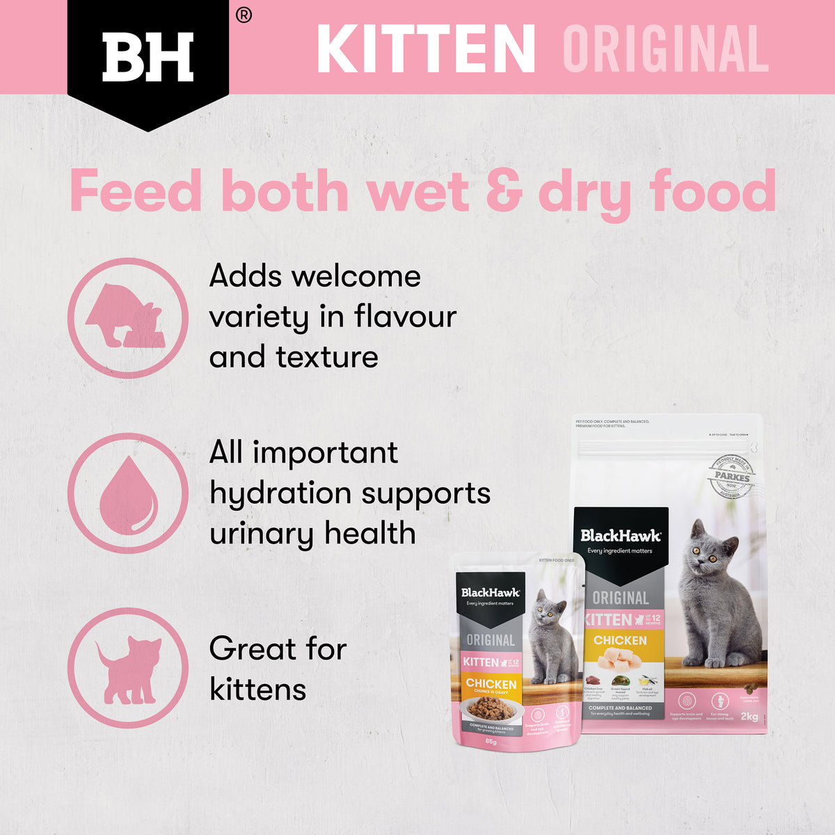 Black Hawk Original Kitten Chicken & Gravy Wet Food Pouch 85g
