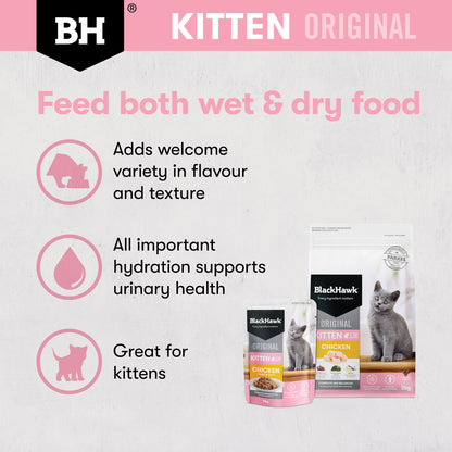 Black Hawk Original Kitten Chicken & Gravy Wet Food Pouch 85g