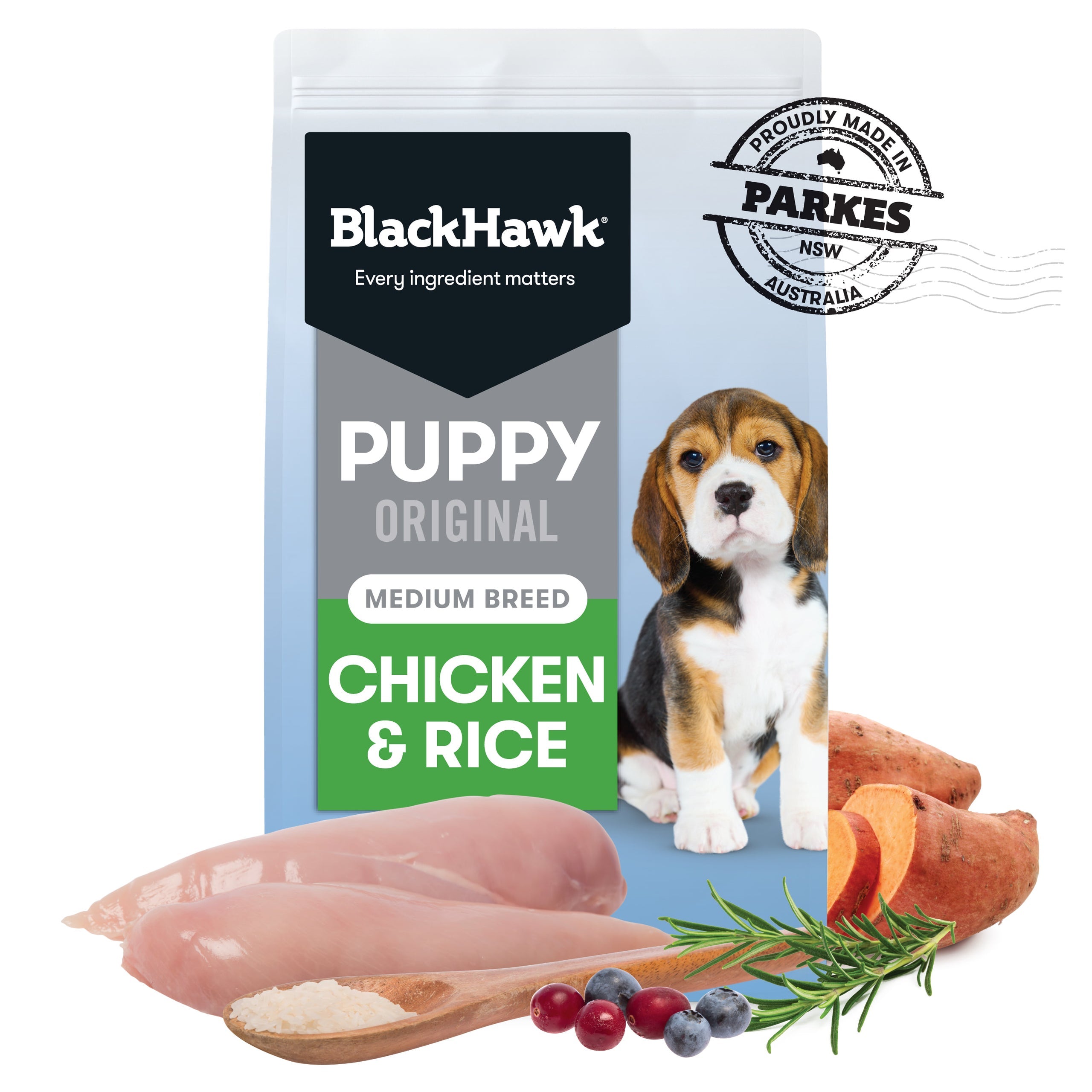 Black Hawk Original Chicken & Rice, Medium Breed Puppy - Doubtless Bay Pet Resort 