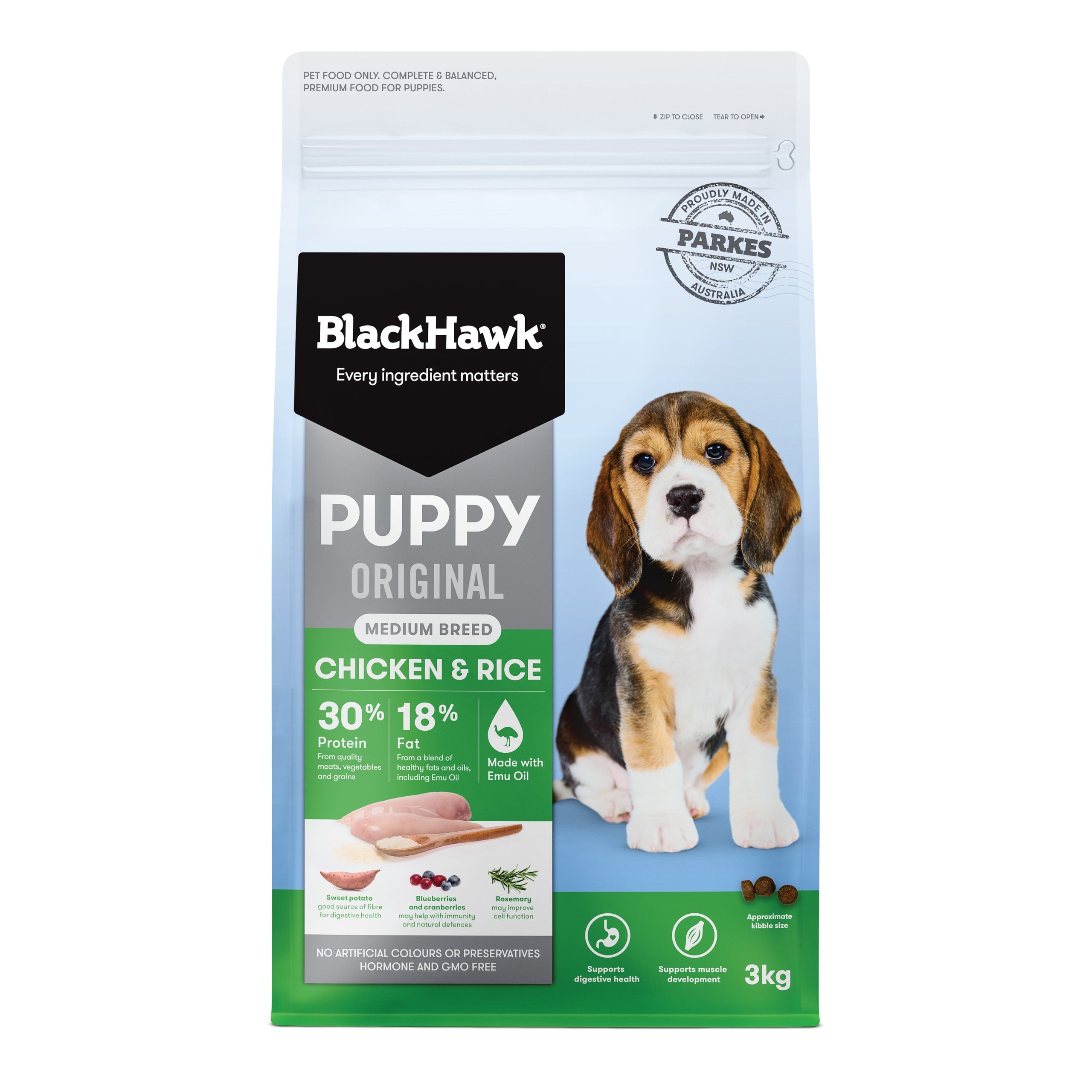 Black Hawk Original Chicken & Rice, Medium Breed Puppy - Doubtless Bay Pet Resort 