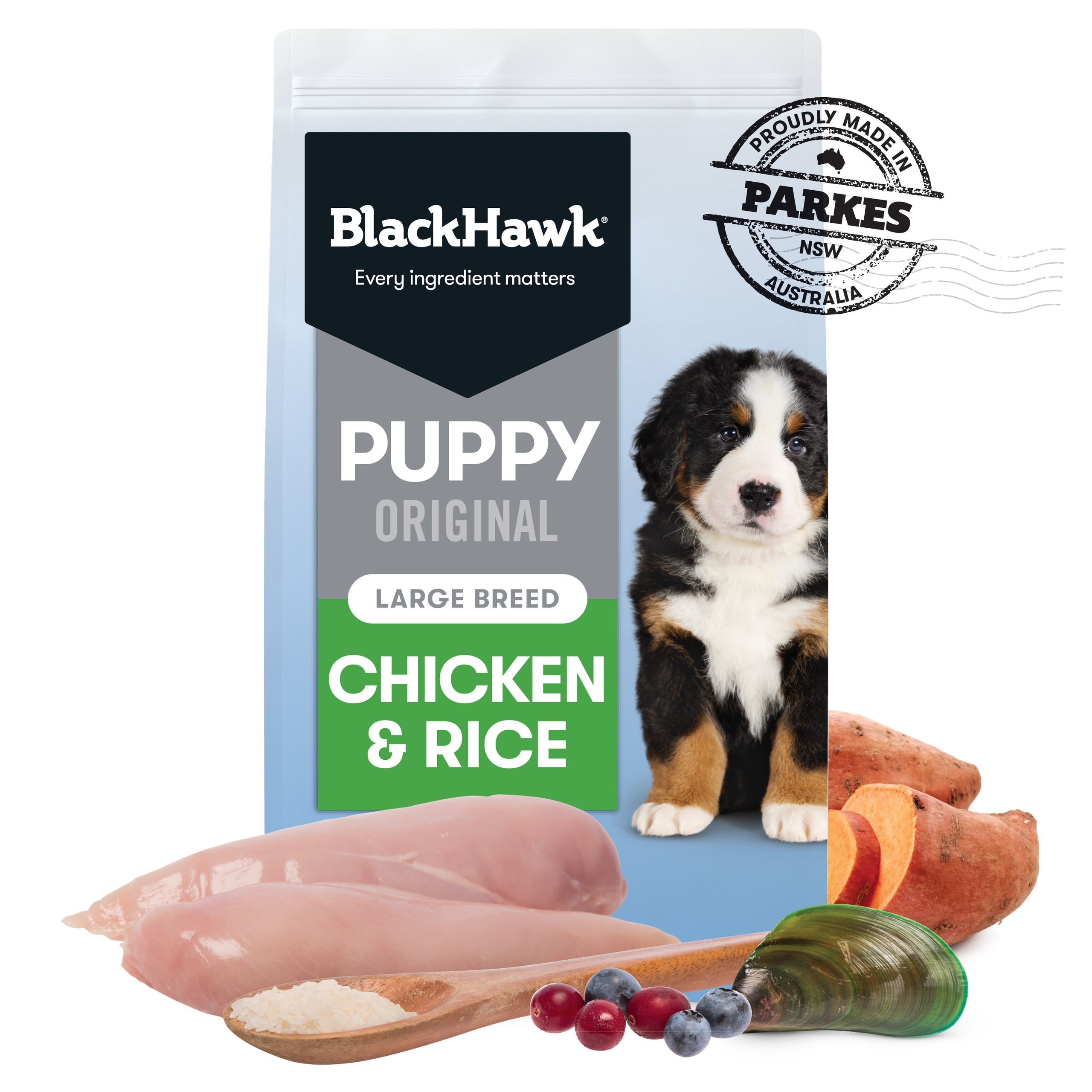 Black Hawk Original Chicken & Rice, Large Breed Puppy - Doubtless Bay Pet Resort 