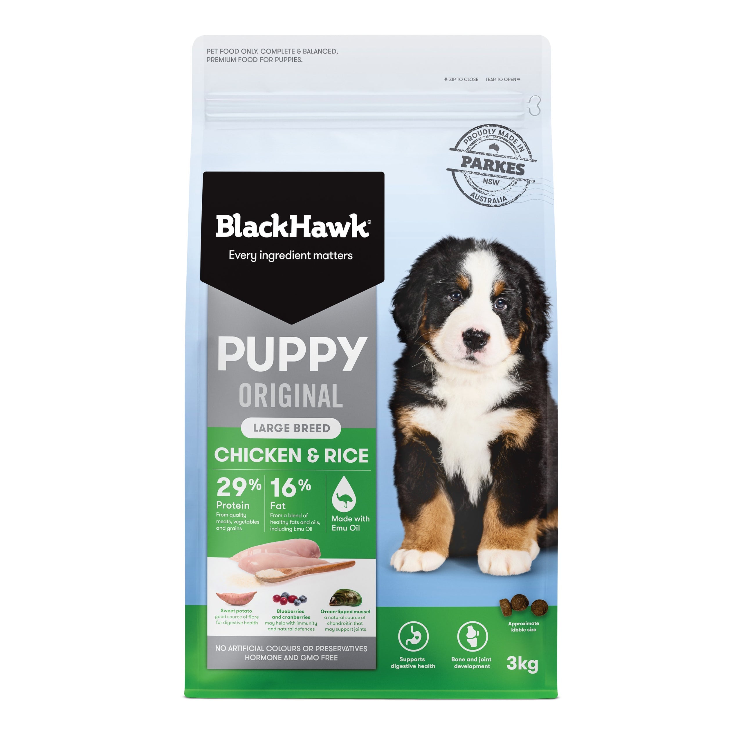 Black Hawk Original Chicken & Rice, Large Breed Puppy - Doubtless Bay Pet Resort 