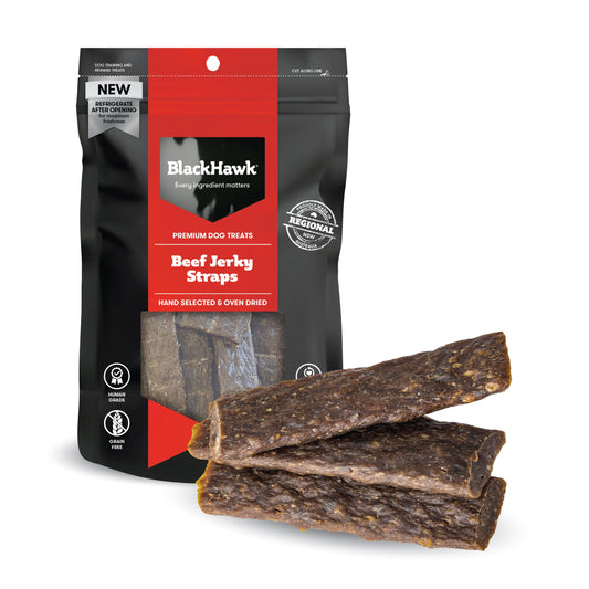 Black Hawk Beef Jerky Straps 100g - Doubtless Bay Pet Resort 