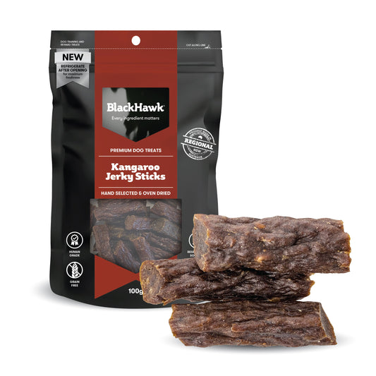 Black Hawk Kangaroo Jerky Sticks 100g - Doubtless Bay Pet Resort 