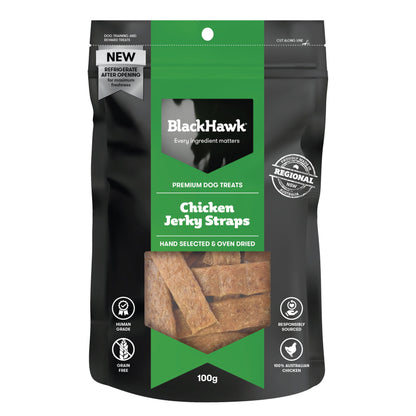 Black Hawk Chicken Jerky Straps 100g - Doubtless Bay Pet Resort 