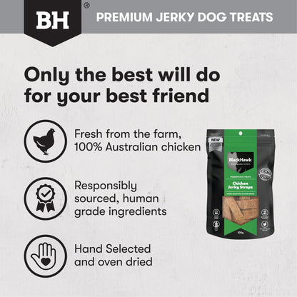 Black Hawk Chicken Jerky Straps 100g - Doubtless Bay Pet Resort 