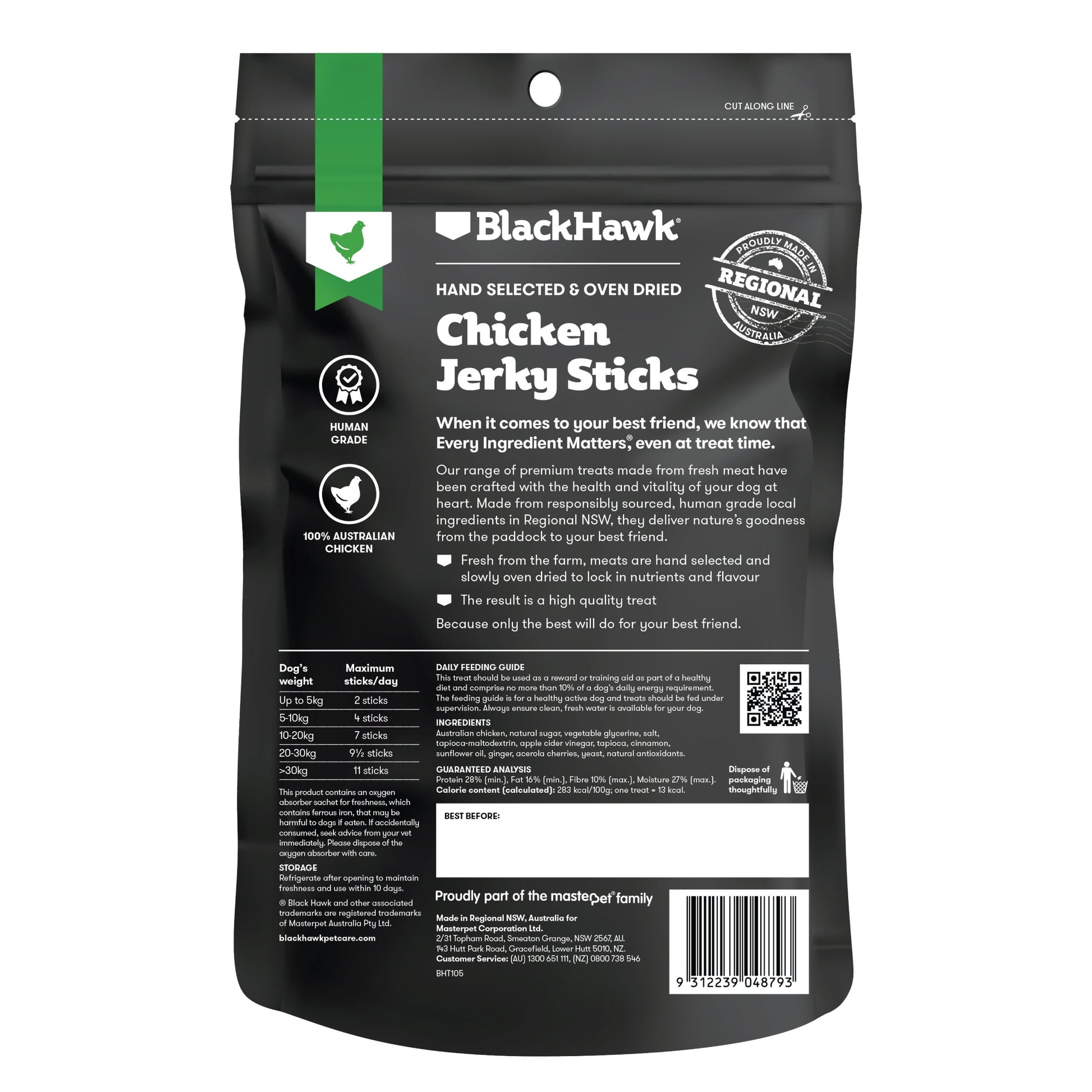 Black Hawk Chicken Jerky Sticks 100g - Doubtless Bay Pet Resort 